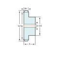 DTS-Products kettingwiel BS Simplex voor rollenketting 08B-1 gehard 1/2'' x 5/16"  Z = 10 met spie 5mm, boring Ø 16mm