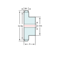 DTS-Products kettingwiel BS Simplex voor rollenketting 08B-1 gehard 1/2'' x 5/16"  Z = 14 met spie 8mm, boring Ø 30mm