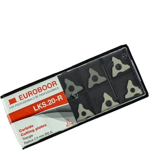 Euroboor Hardmetalen snijplaten LKS.20-R radius 2,5mm voor B45 en B45S per doosje á 10 stuks