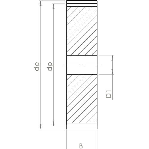 DTS-Products Recht gefreesd tandwiel moduul 1,5 Z = 75 met boring ø 16mm