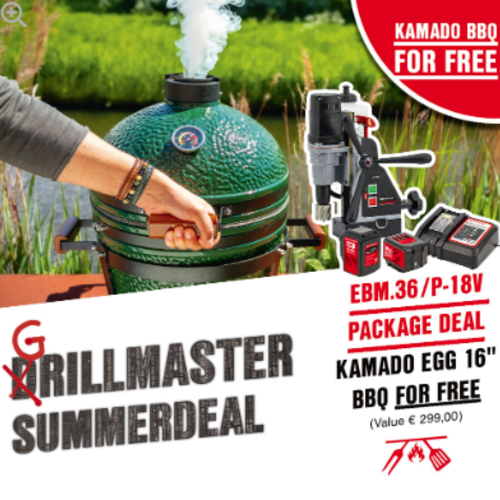 Euroboor Euroboor magneet kernboormachine EBM.36/P-18V  9Ah kopen met lader en 2x accu's en met gratis kernborenset