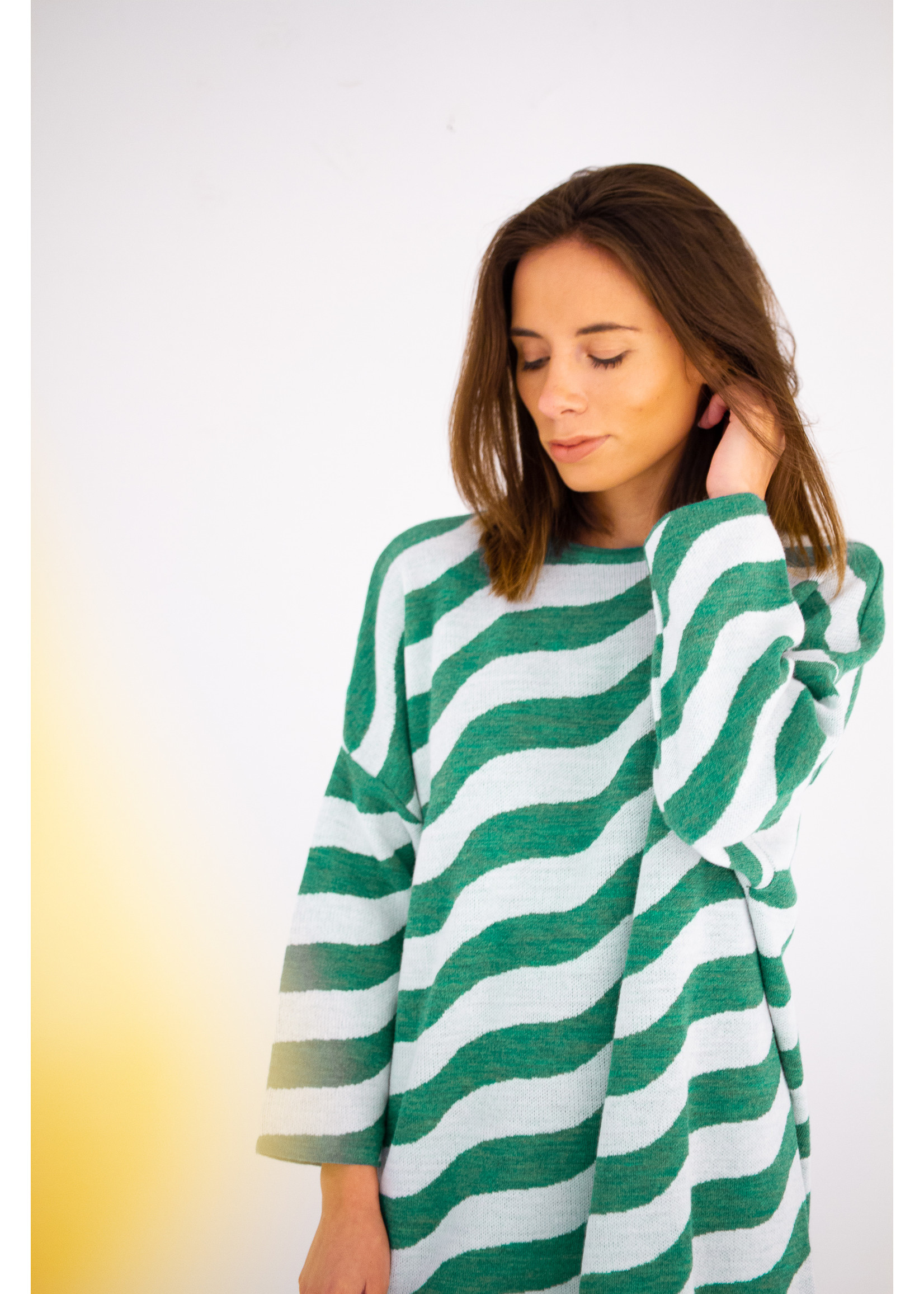 Jurk – knit stripe pattern – Green