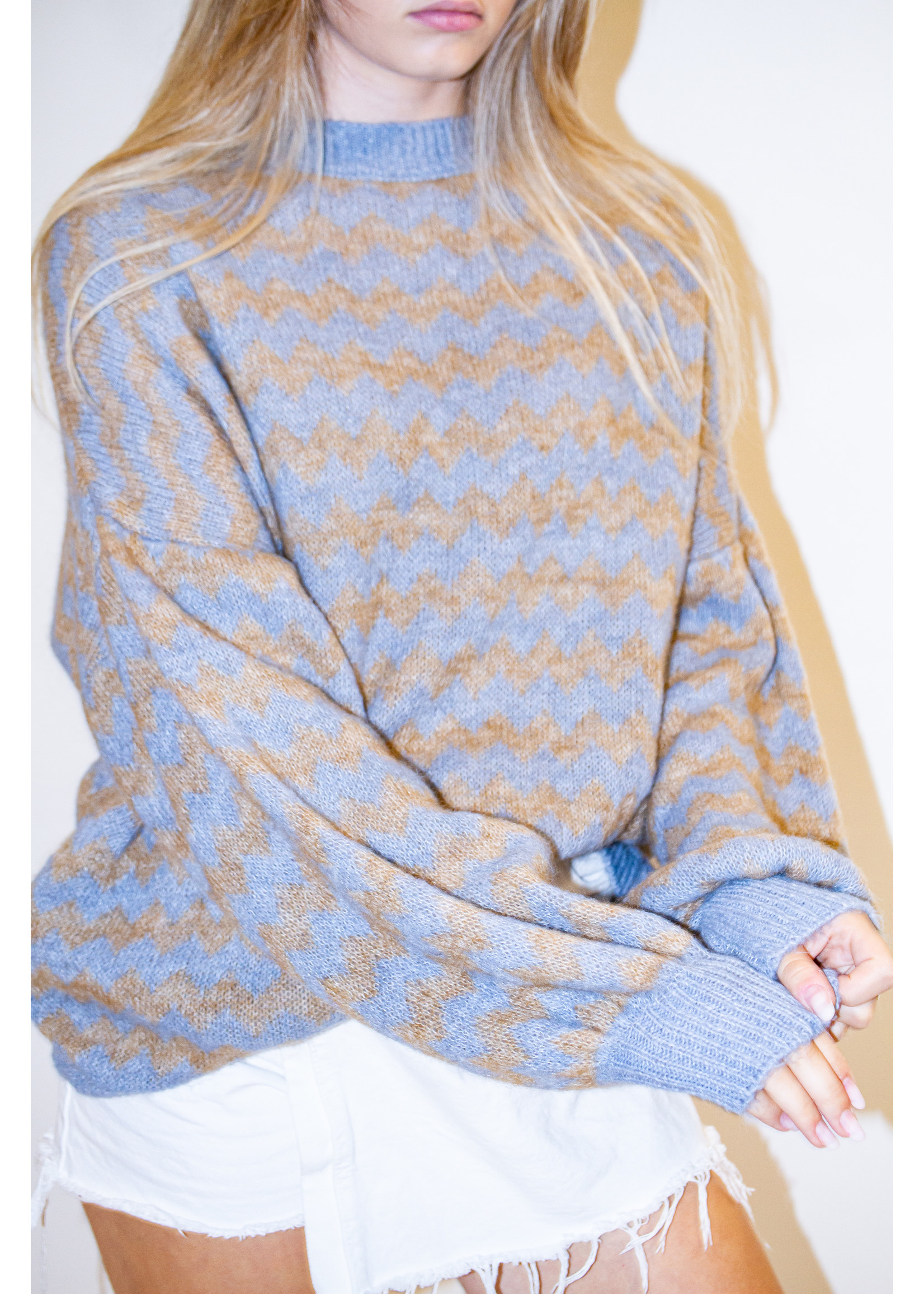 Pr Sweater – zigzag wol – light blue