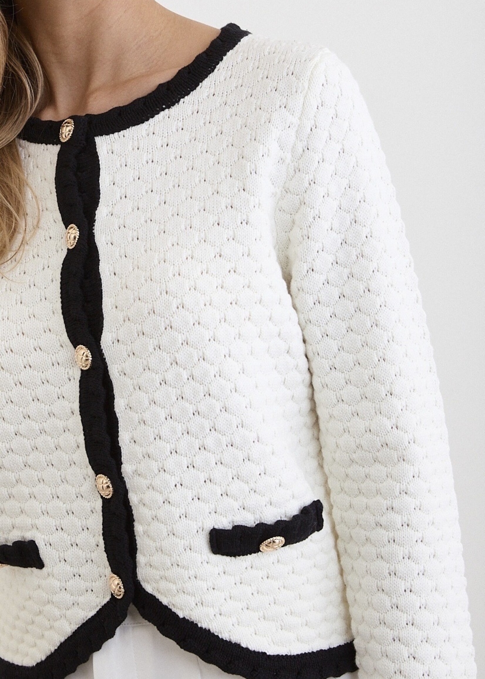 Cardigan broderie – White/black