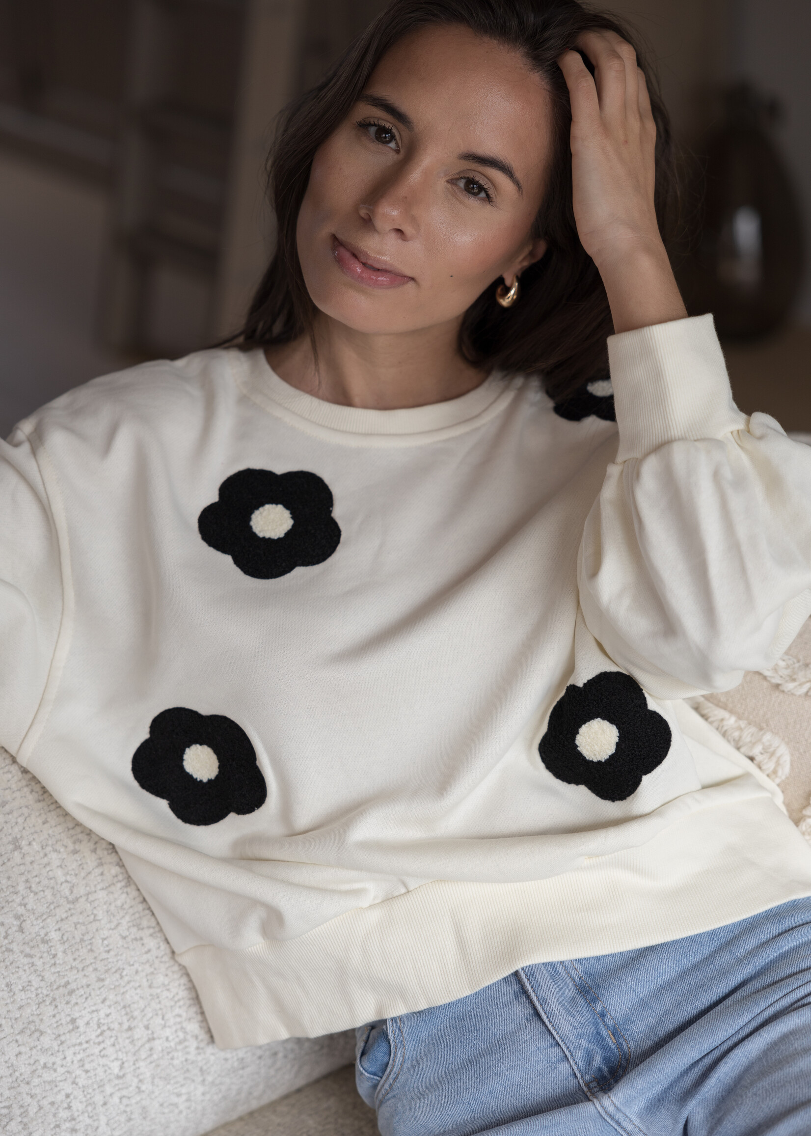 Sweater April Flowers – Creme