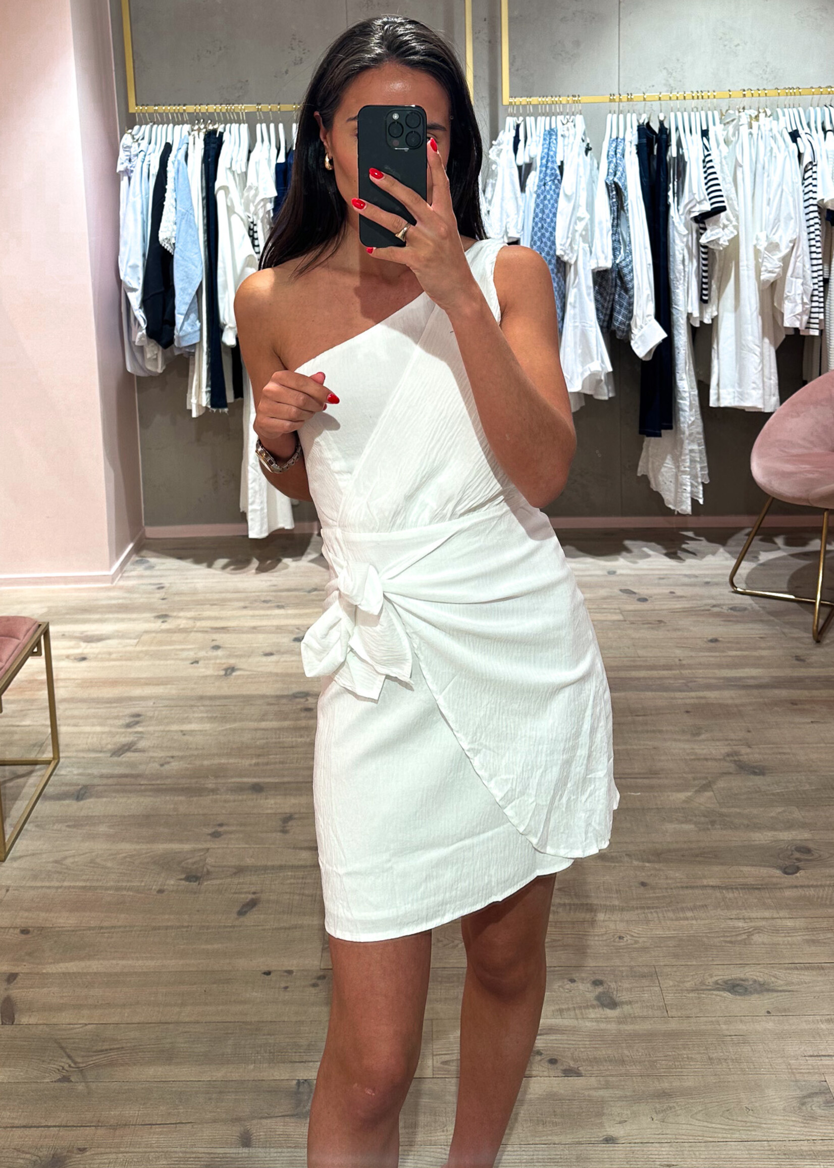 Jurk one shoulder Ines – White