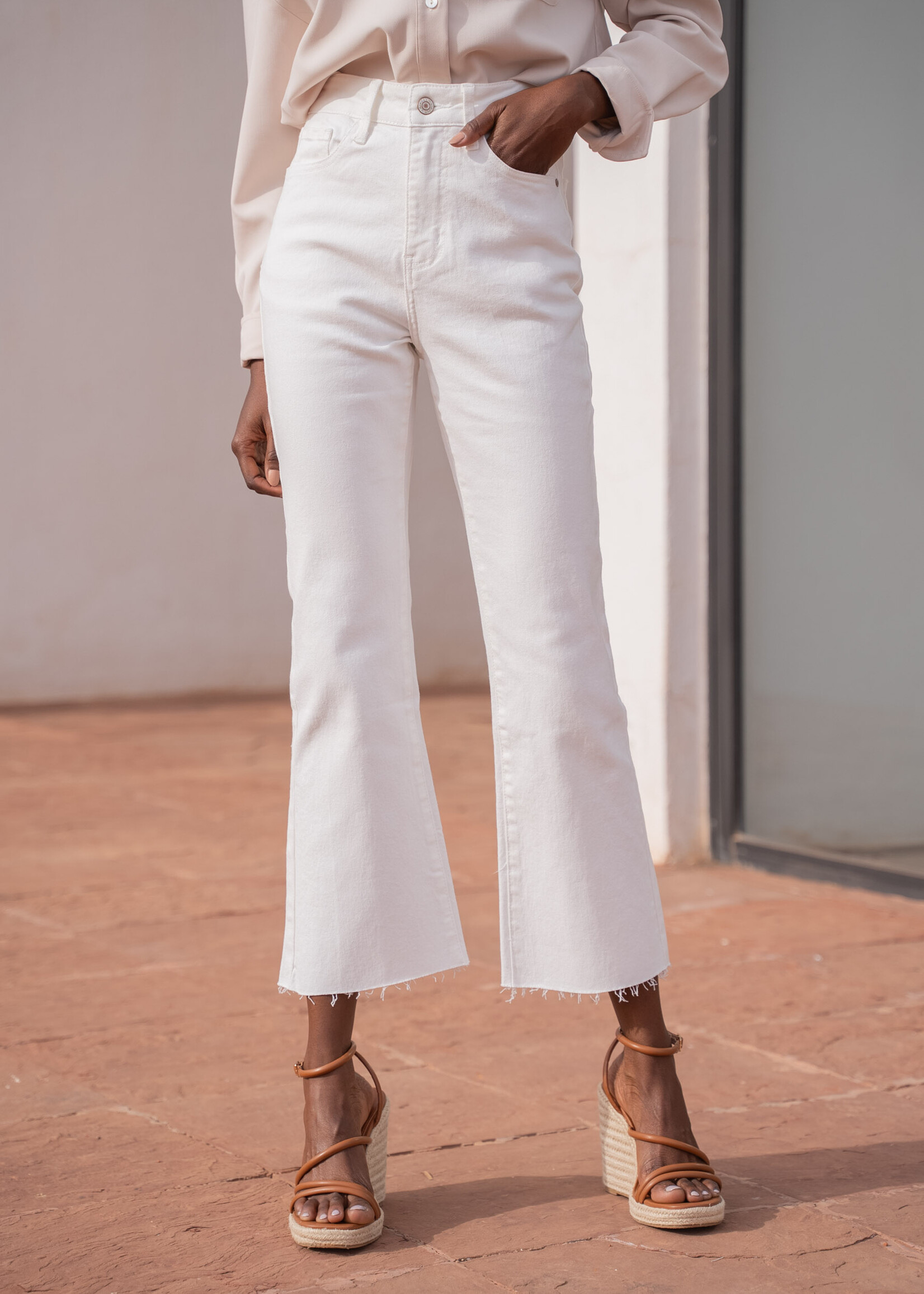 Jeans Estelle Cropped Flare – White