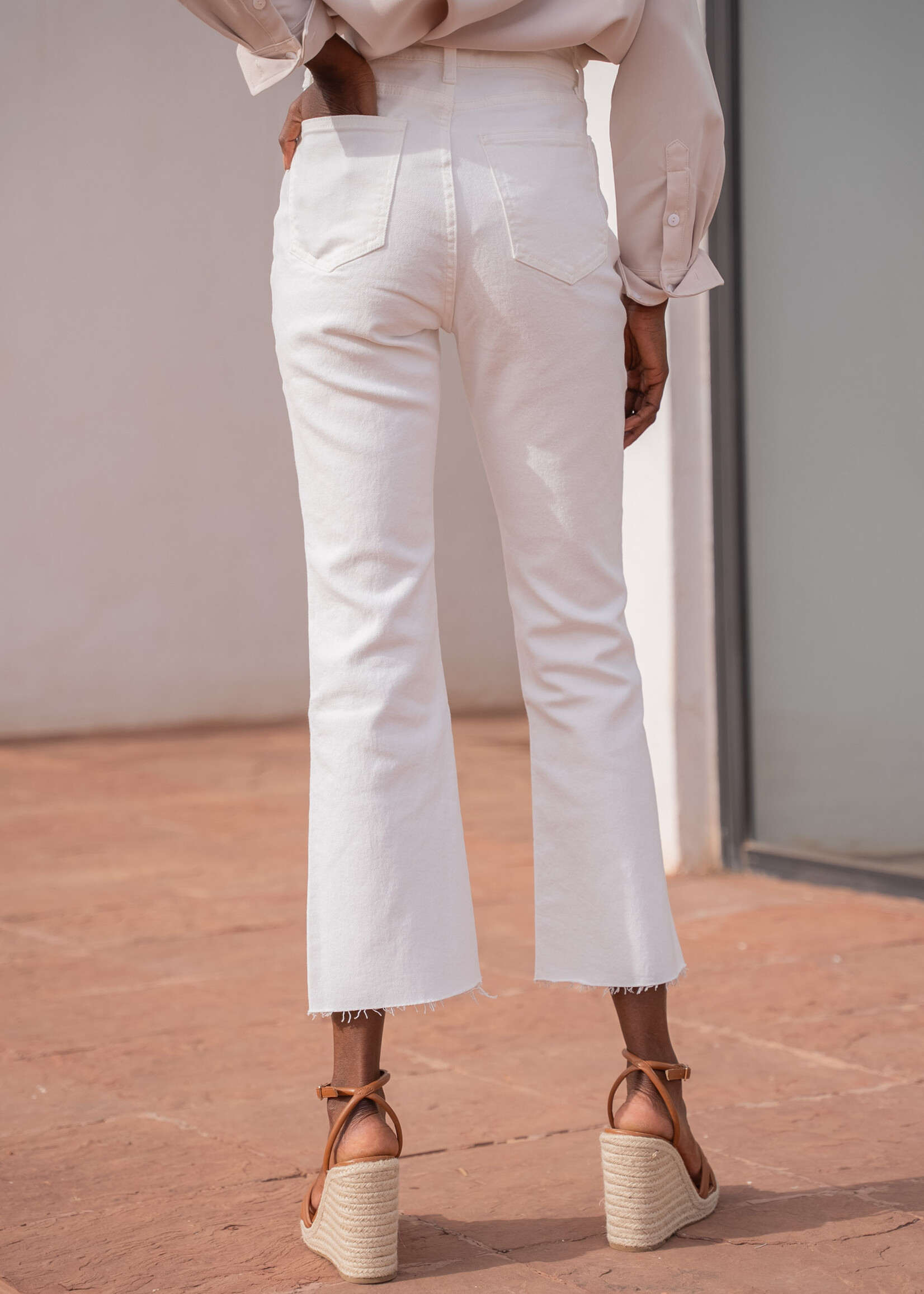 Jeans Estelle Cropped Flare – White