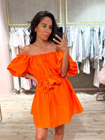 Dress short with belt pouf – Orange