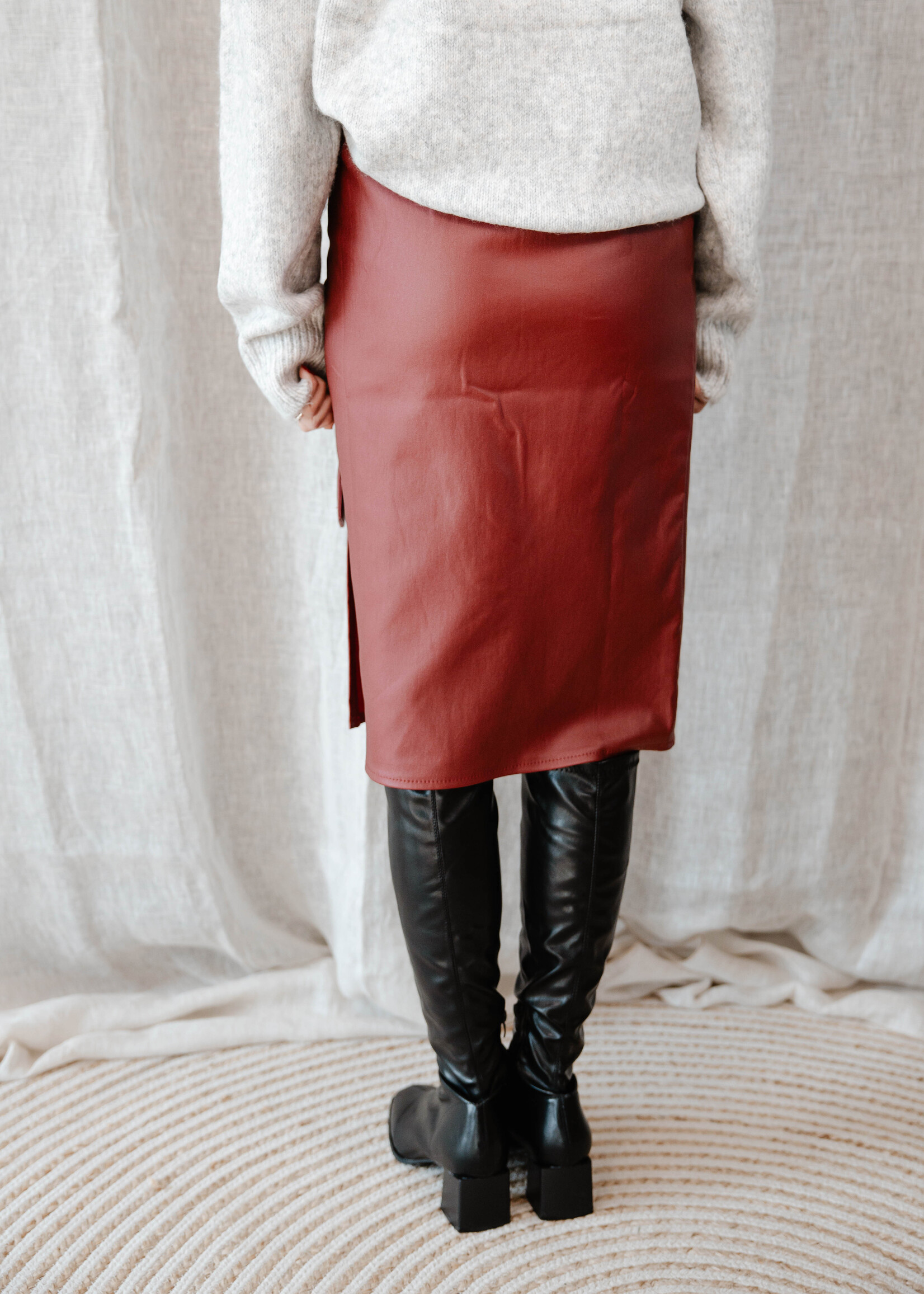 Leder rok sale