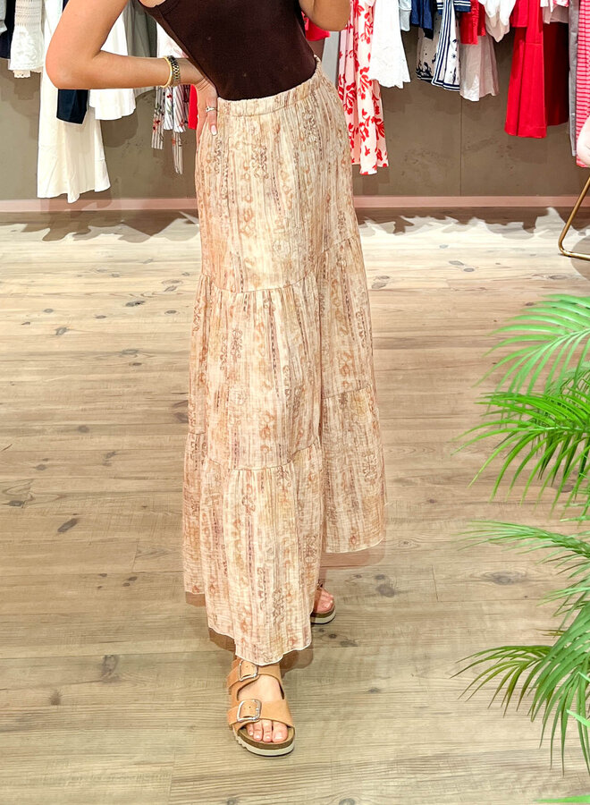 Rok print laag – Beige