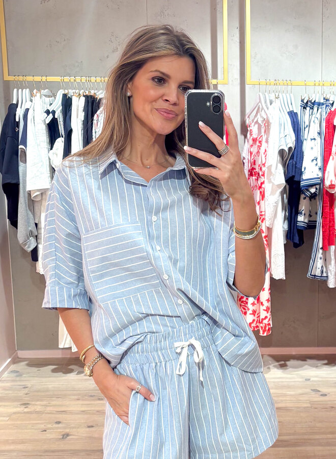 Set hemd + short strepen – Light Blue