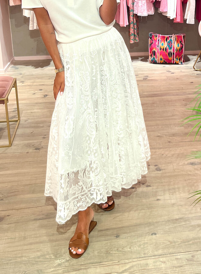 Rok kant fleuri – White