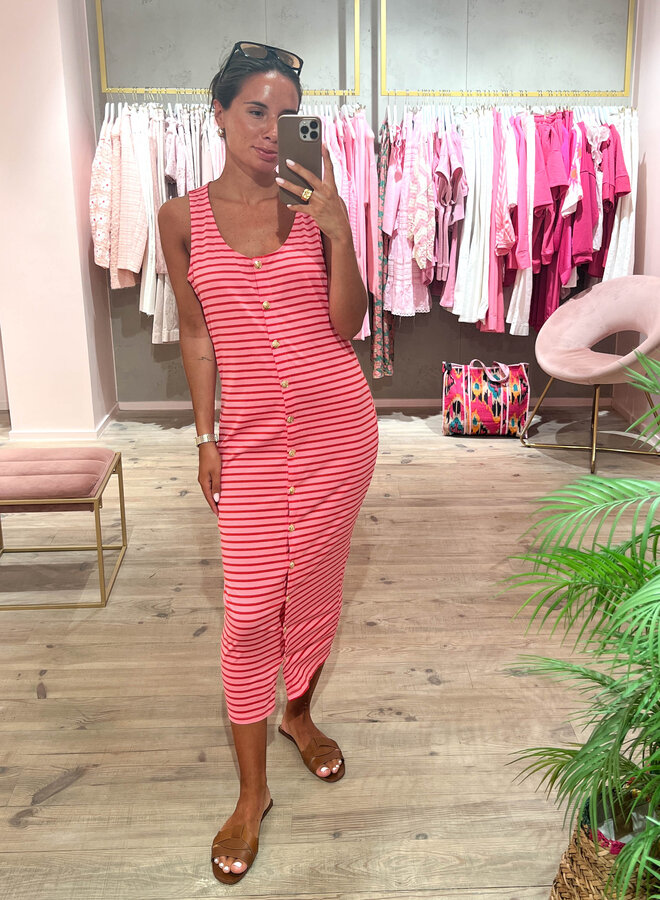 Jurk marcel strepen – Fuchsia