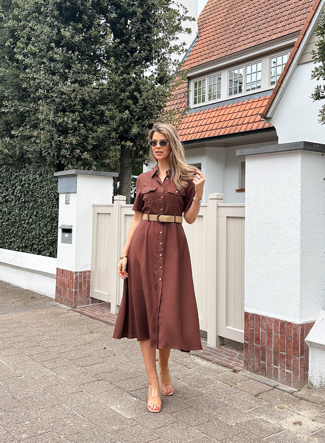 Jurk met zakjes en riem – Choco
