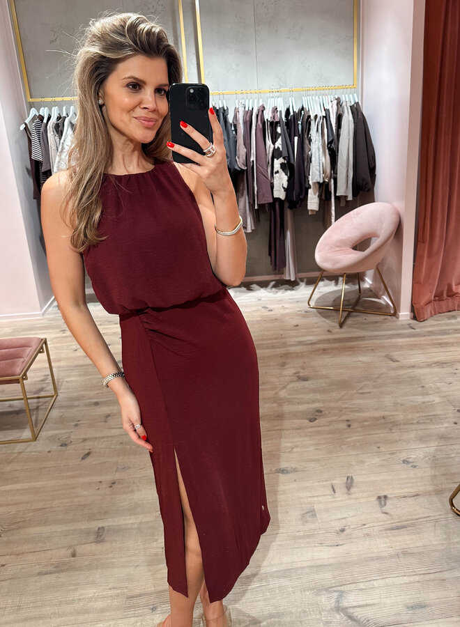 Jurk overslag simpel – Bordeaux