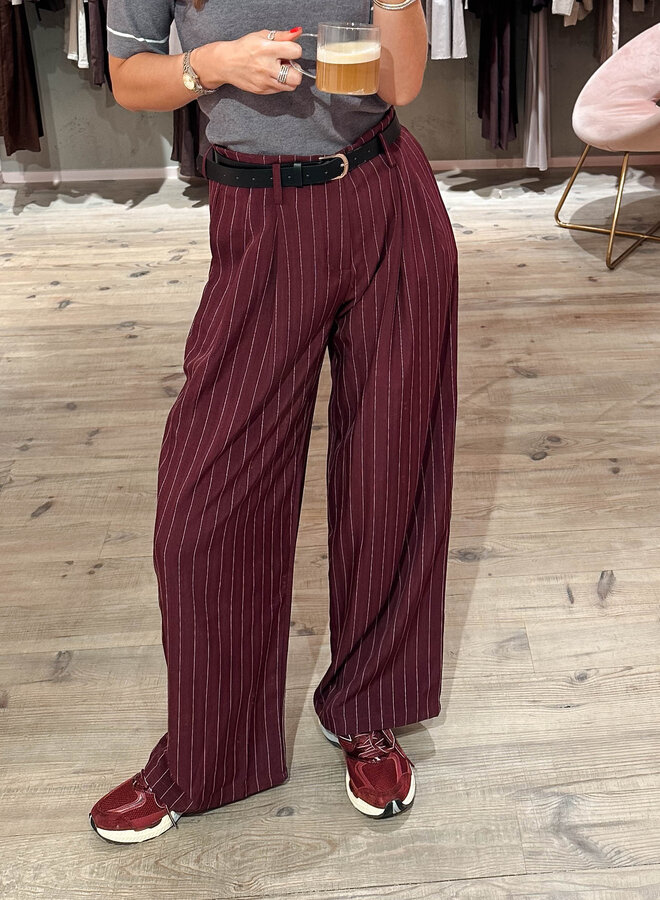 Broek los strepen en riem – Wine