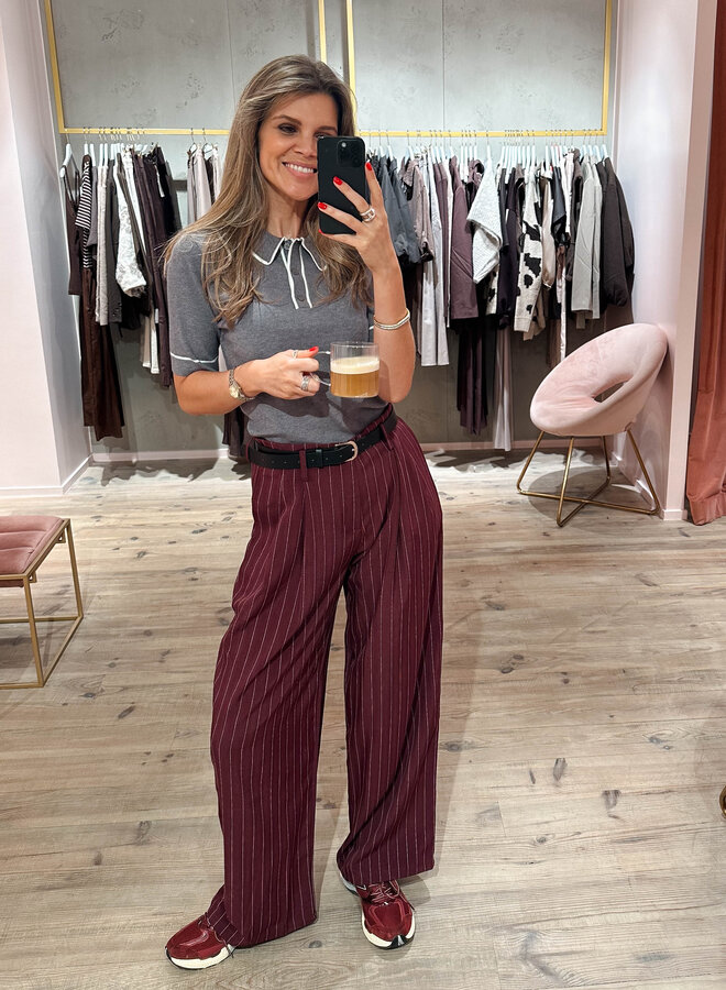 Broek los strepen en riem – Wine