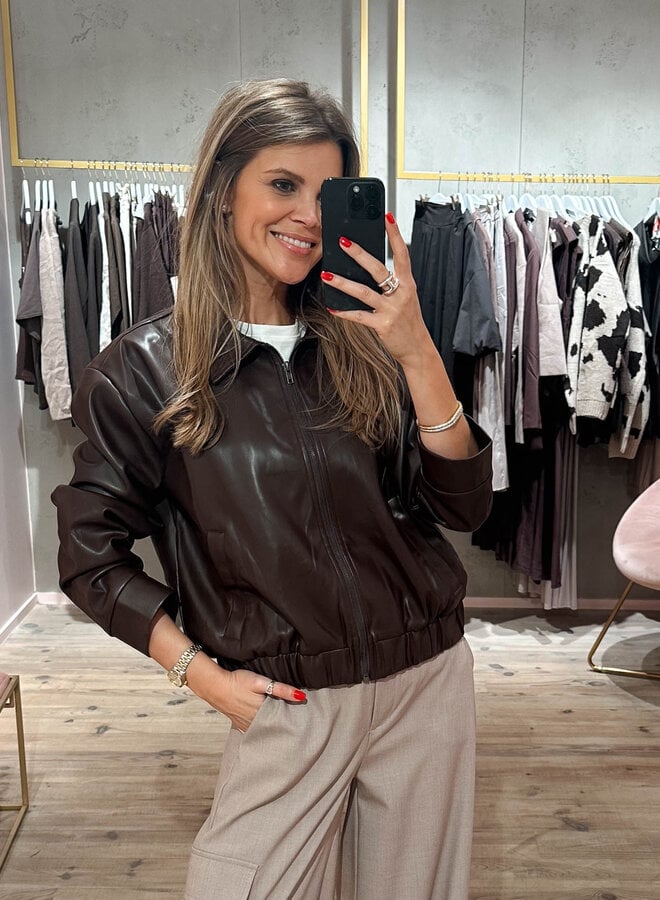Bomberjacket leder – Choco