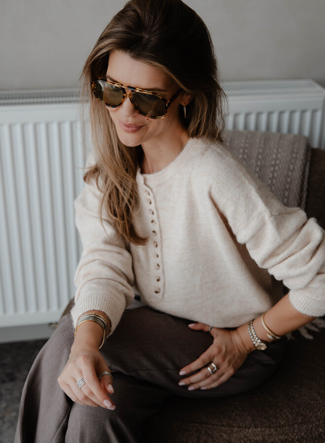 Truitje knit met knoopjes boven – Beige