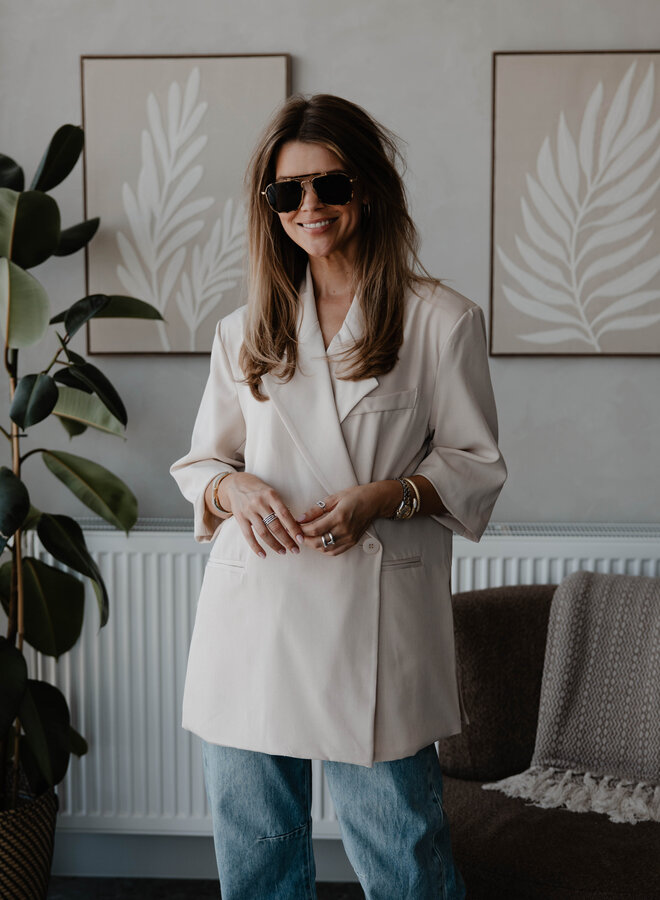 Blazer korte mouw overslag – Beige