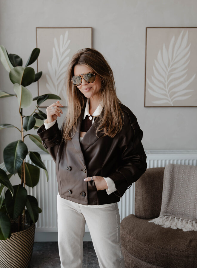 Leder jacket trench – Coffee