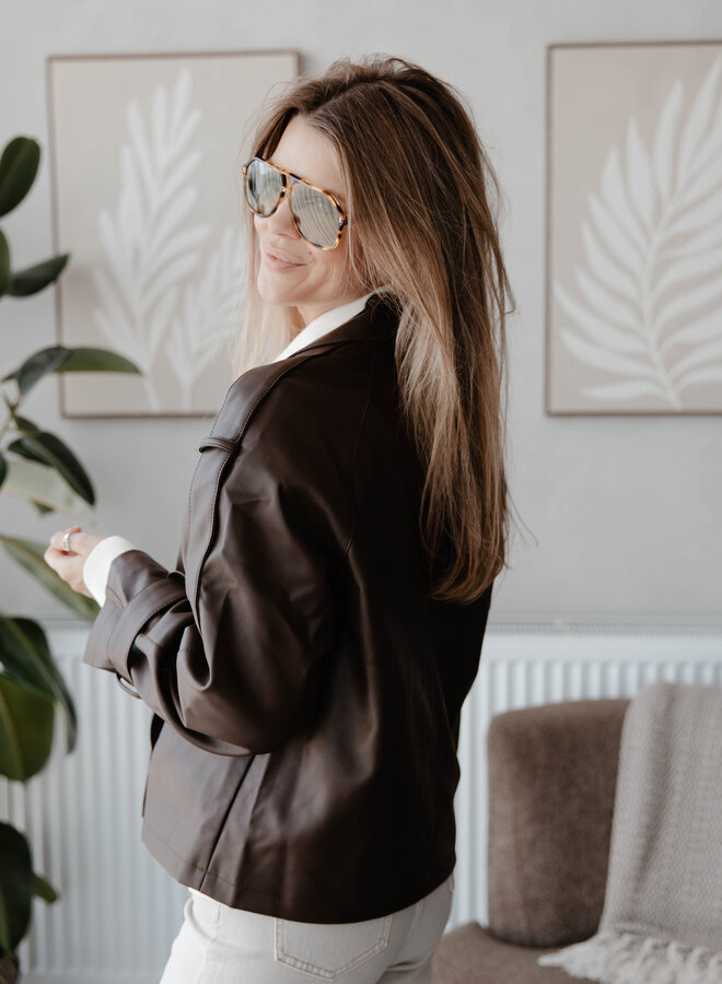 Leder jacket trench – Coffee