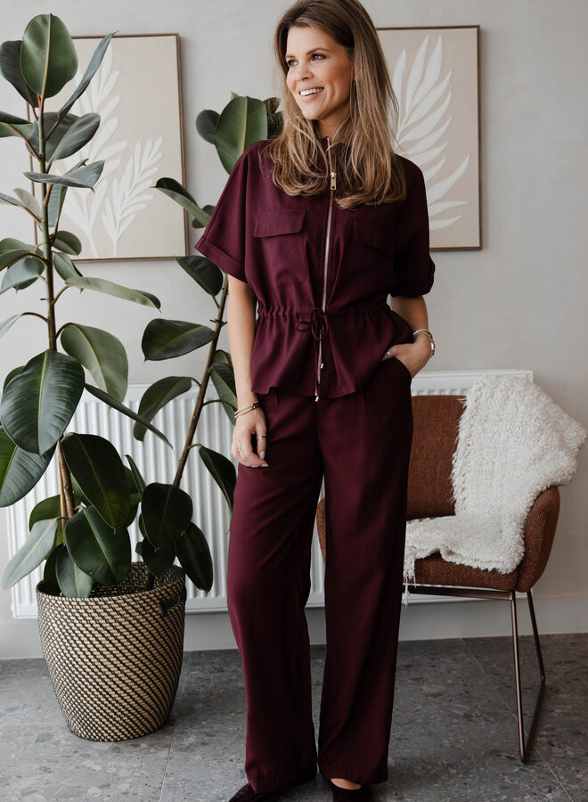 Blousejasje met rits linnen – Prune