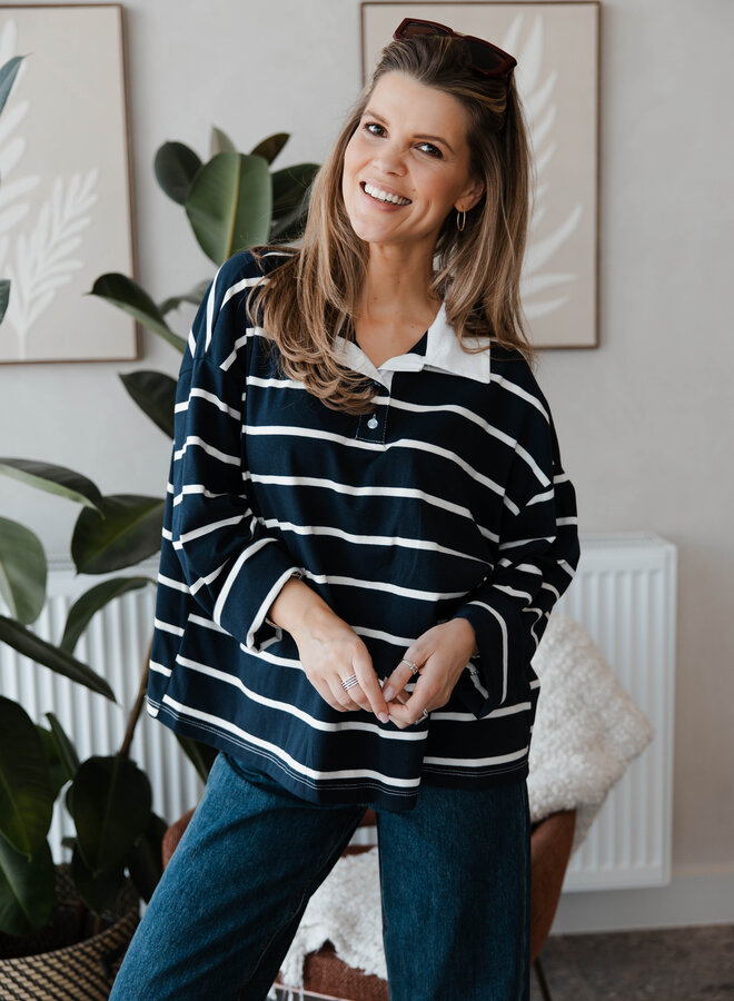 Polo streep kraag – Marine