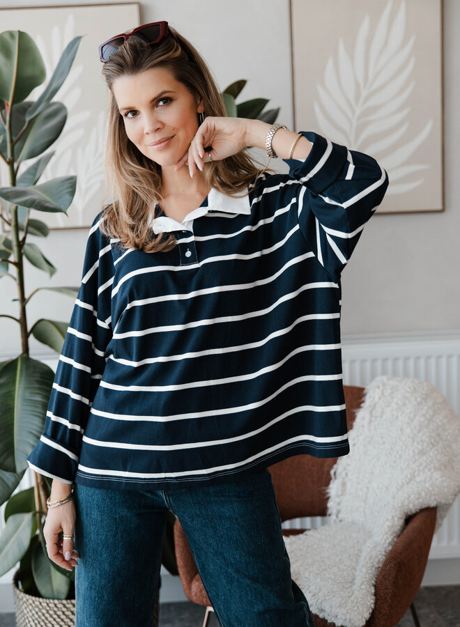 Polo streep kraag – Marine