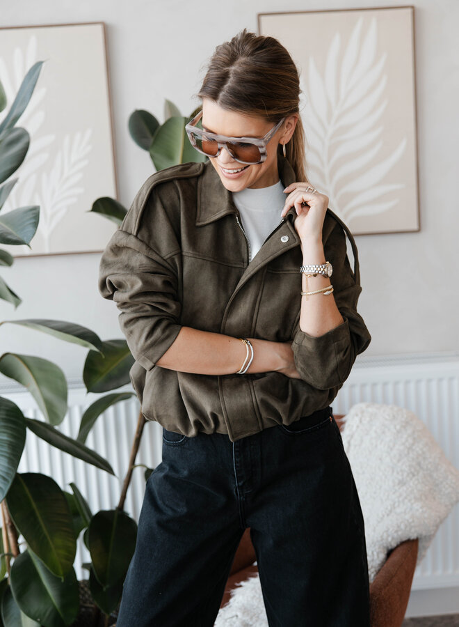 Bomberjacket suede – Kaki