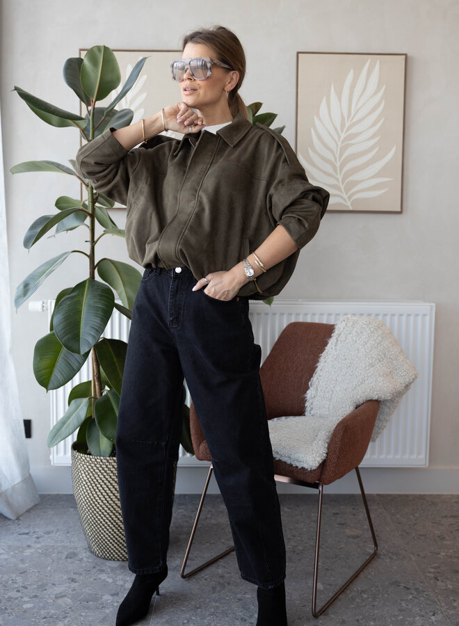 Bomberjacket suede – Kaki