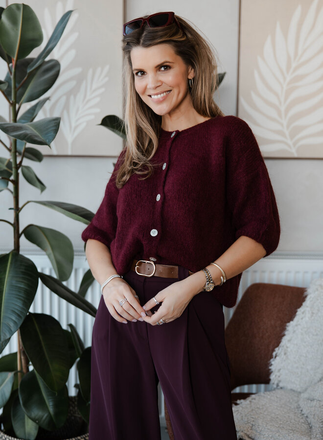 Gilet met een kort mouwtje knitwear – Bordeaux