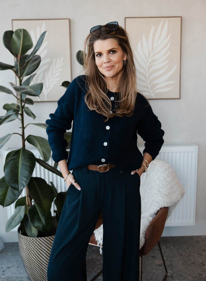 Cardigan met knopen en hals rond – Marine I