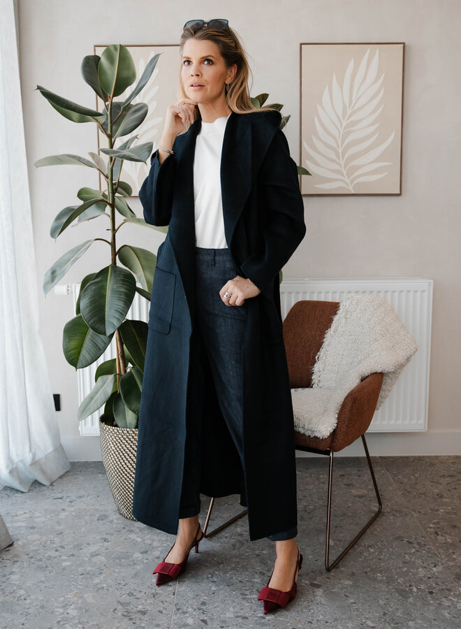 Mantel met kap en riem – Navy