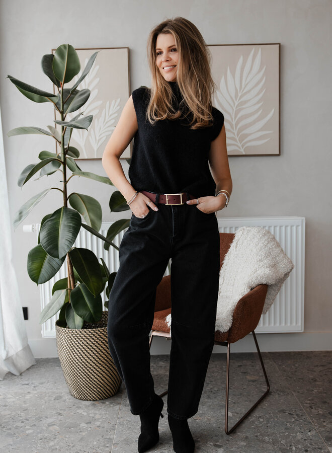 Rolkraag sleevless knit – Black