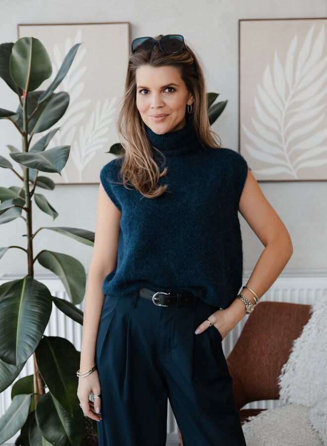 Rolkraag sleevless knit – Marine