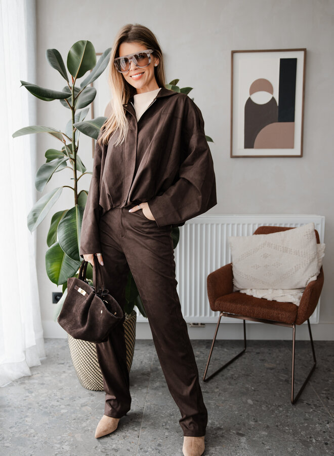 Broek Suede – Dark Brown
