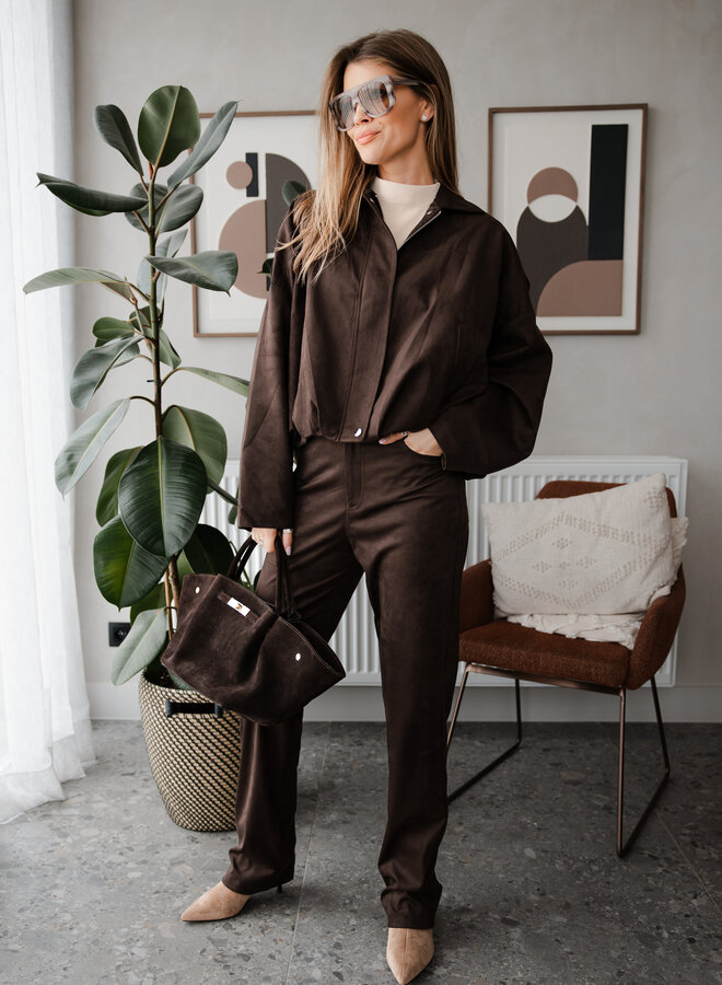 Broek Suede – Dark Brown