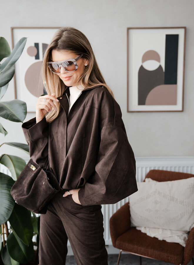 Jasje Bomber Suede Atte – Dark Brown