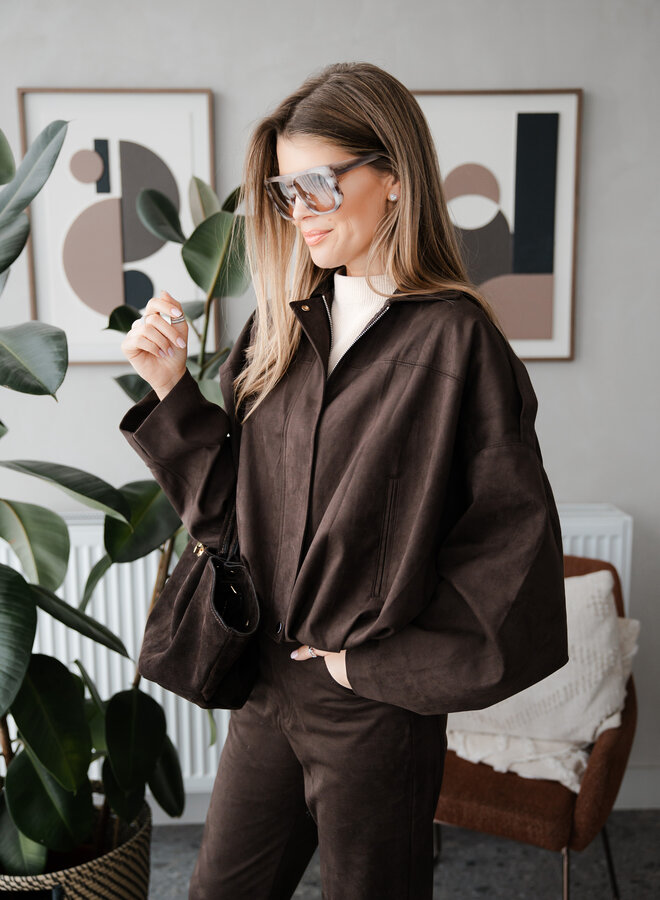 Jasje Bomber Suede Atte – Dark Brown