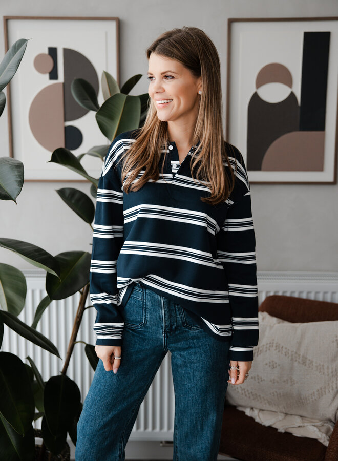 Poloshirt met streep – Navy