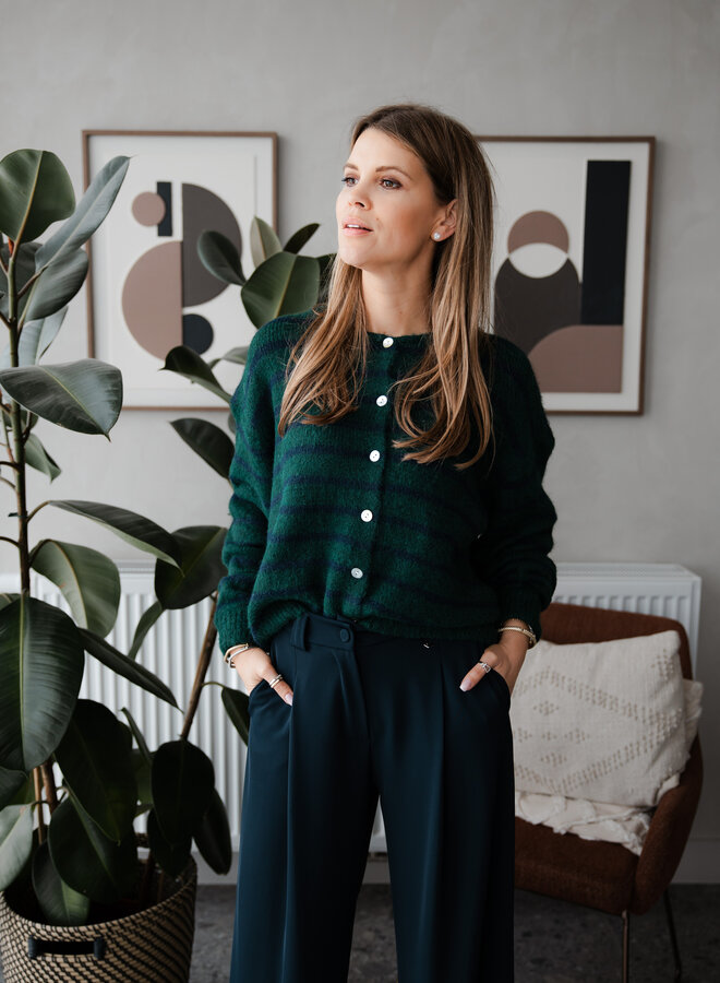 Gilet knitwear strepen Julia – Green/Marine