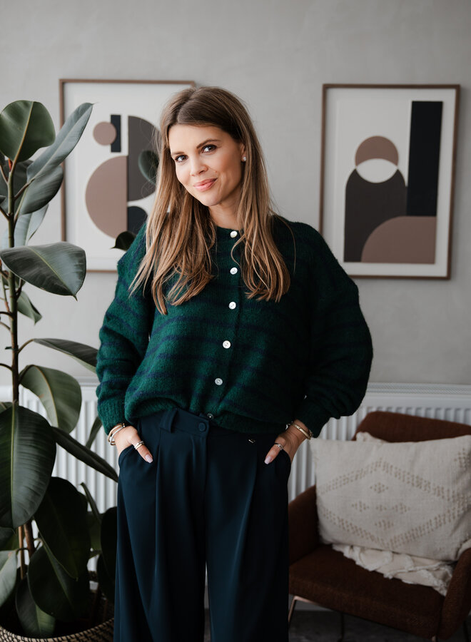 Gilet knitwear strepen Julia – Green/Marine