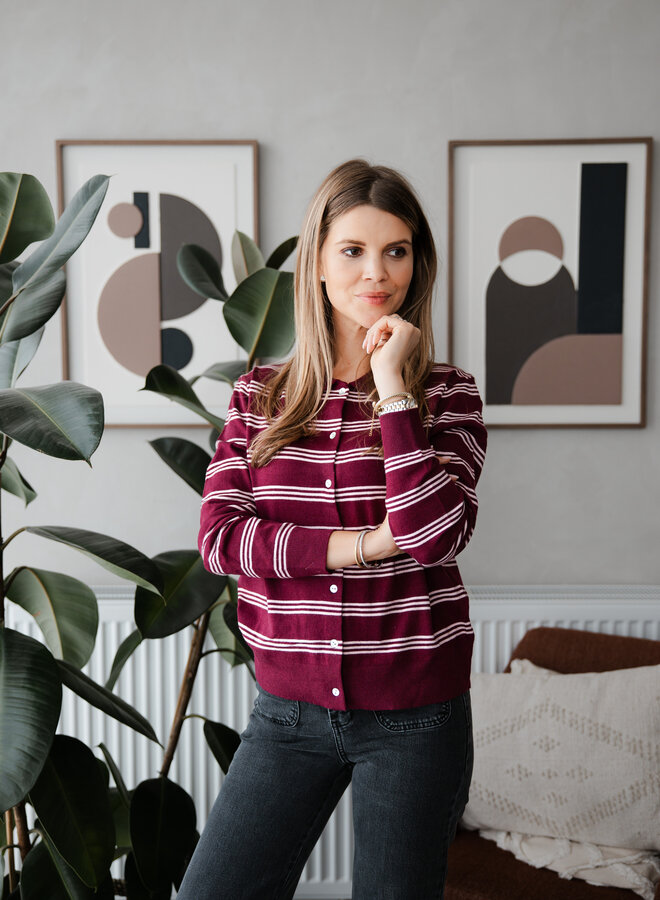 Polo gilet streepjes – Burgundy