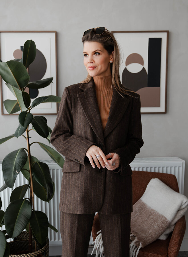 Blazer classic streep – Coffee