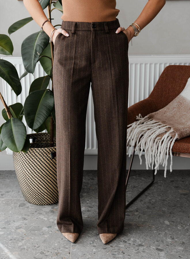 Broek classic met streep – Coffee