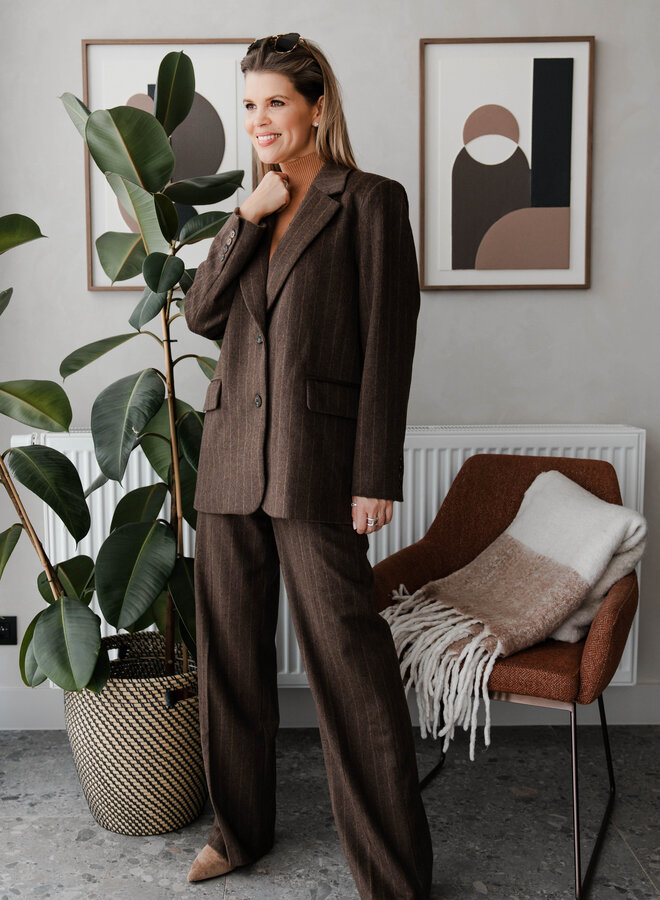 Broek classic met streep – Coffee