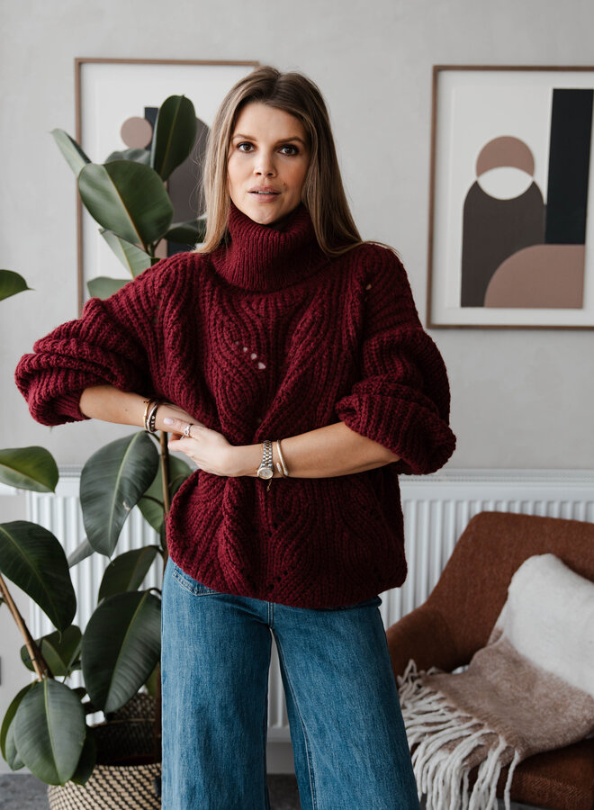 Trui turtleneck brei – Burgundy