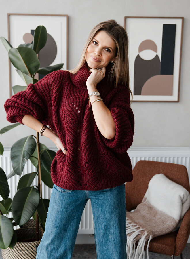 Trui turtleneck brei – Burgundy